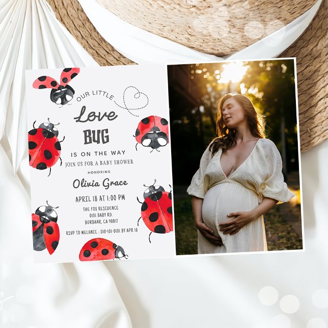 Little Love Bug Ladybug Baby Shower Photo  Invitation (Creator Uploaded)