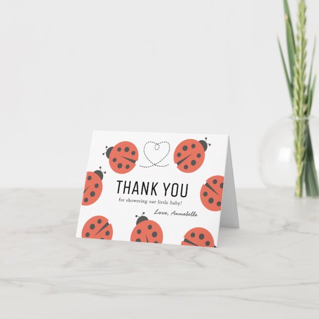 Little Love Bug Ladybug Baby Shower Thank You Card (Front)