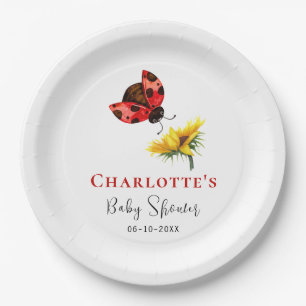 Little Love Bug Ladybug Garden Baby Shower Paper Plate