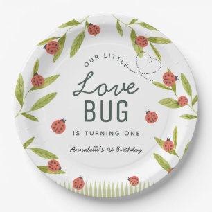 Little Love Bug Ladybug Leaf Birthday Paper Plate