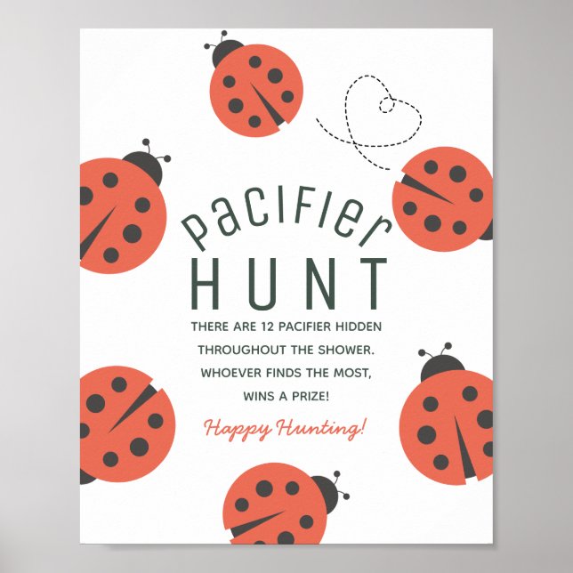 Little Love Bug Ladybug Red Baby Pacifier Hunt Poster (Front)