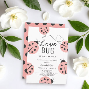Little Love Bug Light Pink Ladybug Baby Shower Invitation