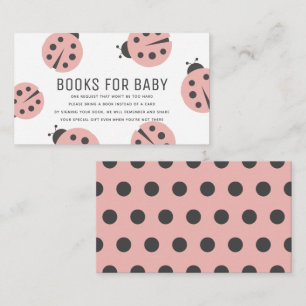 Little Love Bug Pink Ladybug Books for Baby Shower Enclosure Card