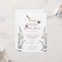 Little Love Bug QR Code Baby Shower Invitation