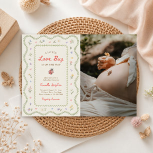 Little Love Bug Wildflower Baby Shower Photo Invitation