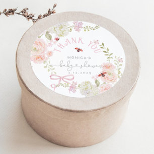 Little Love Bug Wildflower Baby Shower Thank you Classic Round Sticker