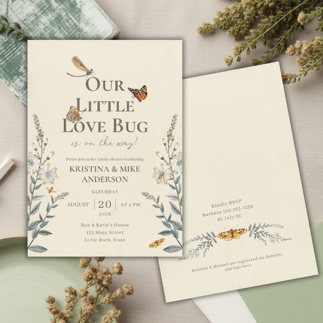 Little Love Bug Wildflower Boho Butterfly Invite (Creator Uploaded)