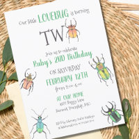Little Love Bugs Turning Two Second Birthday Invit
