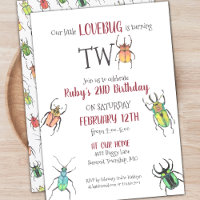 Little Love Bugs Turning Two Second Birthday Invit