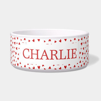 Little Love Hearts Pattern - Personalised Pet Bowl