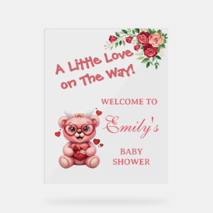 Little Love On The Way! Pink Baby Shower  Acrylic Sign