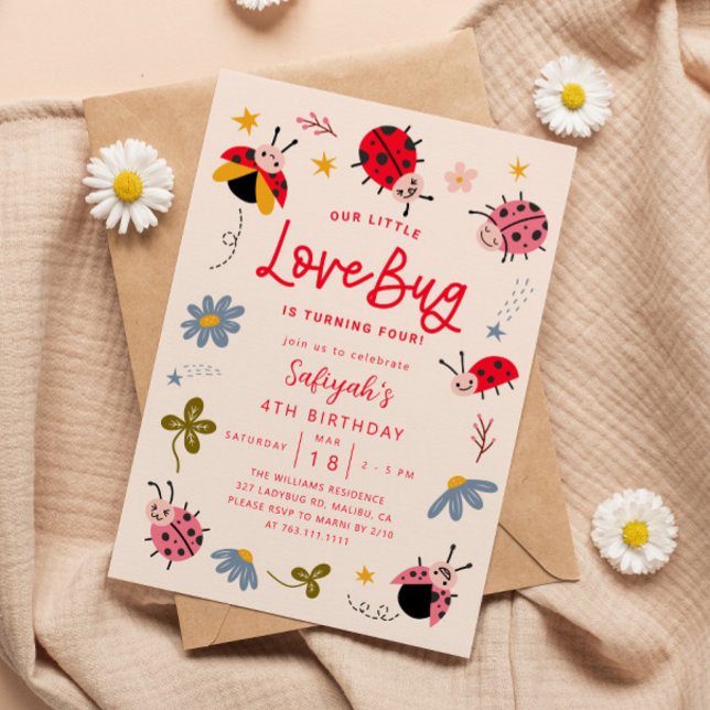 Little Lovebug Birthday Party  Invitation (Creator Uploaded)