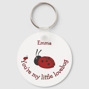 Little Lovebug Cute Ladybug Quote Custom Name Key Ring