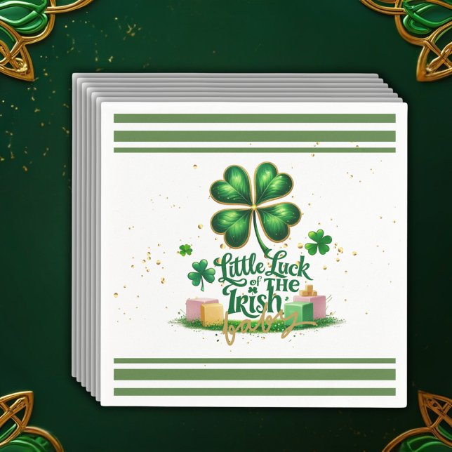 Little luck of Irish Shamrock Gold Baby Shower Napkin (Creator Uploaded)