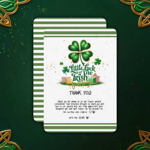 Little luck of Irish Shamrock Gold Baby Shower Thank You Card