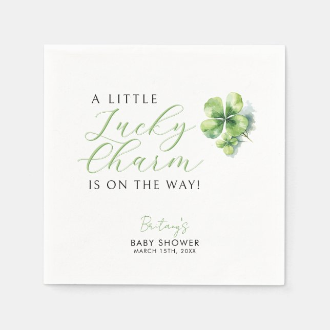 Little Lucky Charm is on the way Baby Shower Napkin (Front)