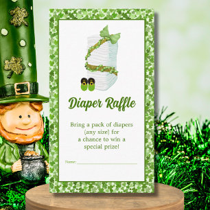 Little Lucky One Shamrock Baby Diaper Raffle Enclosure Card
