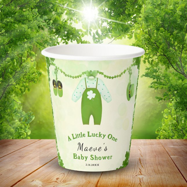 Little Lucky One Shamrock Baby Outfit Baby Shower Paper Cups (Creator Uploaded)