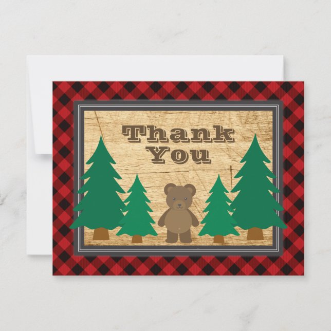 Little Lumberjack Baby Shower Rustic Thank You (Front)