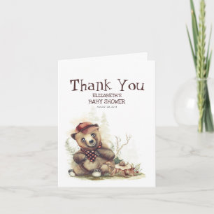Little Lumberjack Bear Baby Shower Thank You Card