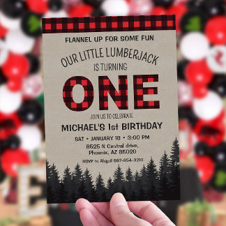 Little Lumberjack First Birthday Invitation