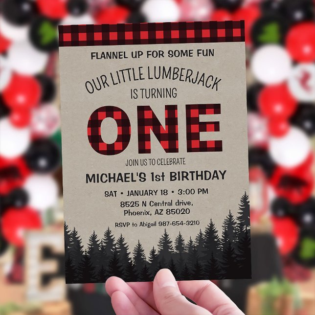 Little Lumberjack First Birthday Invitation (Creator Uploaded)