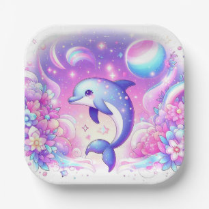 Little Magical Dolphin Baby Shower Paper Plate