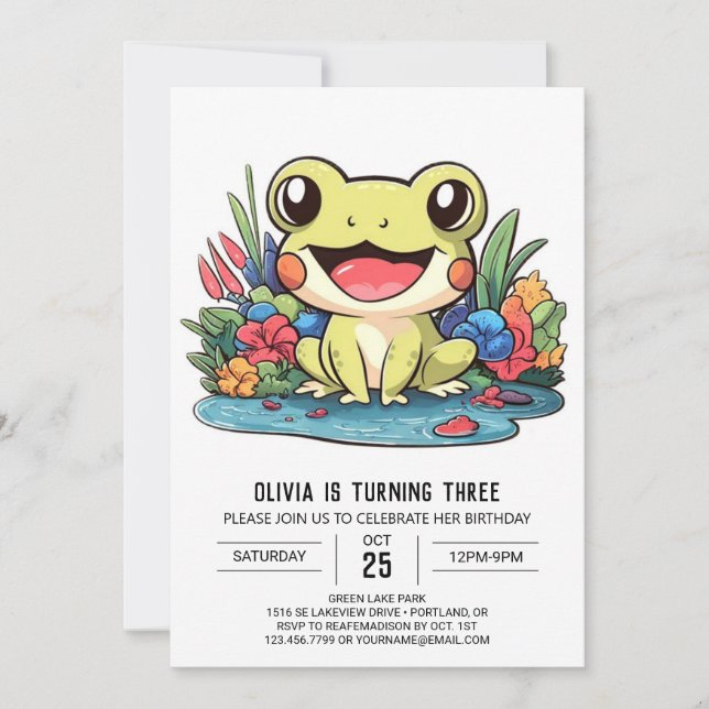 Little Magical Frog Digital Birthday Invitation (Front)