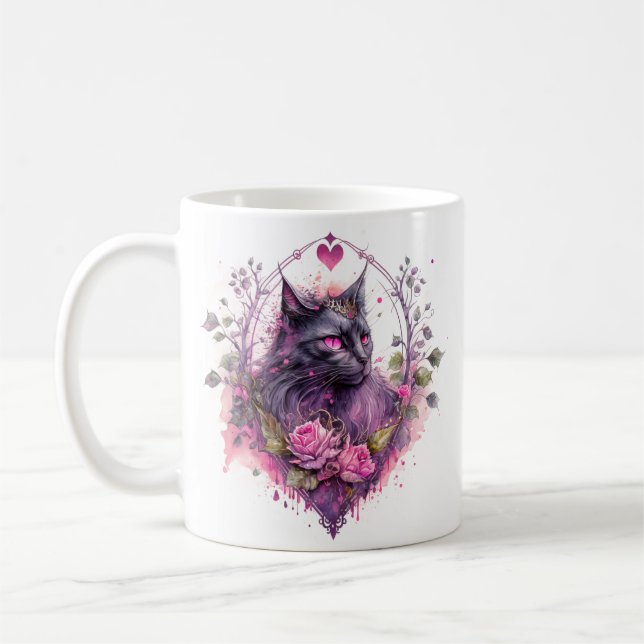 Little Majestic Kitty Cat Witch Coffee Mug (Left)