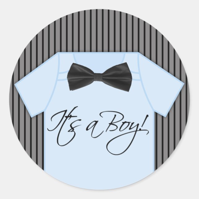 Little Man Baby Shower Classic Round Sticker (Front)