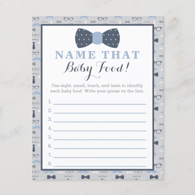 Little Man Baby Shower Game, Baby Food, Diaper (Front)