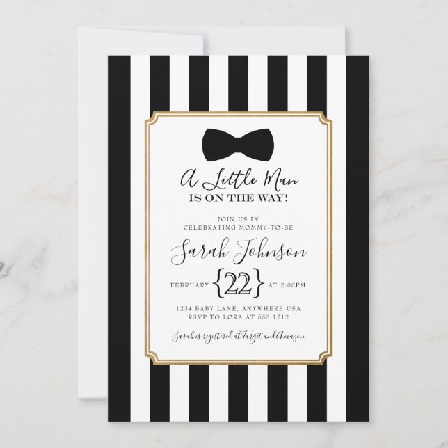 Little Man Baby Shower Invitation (Front)