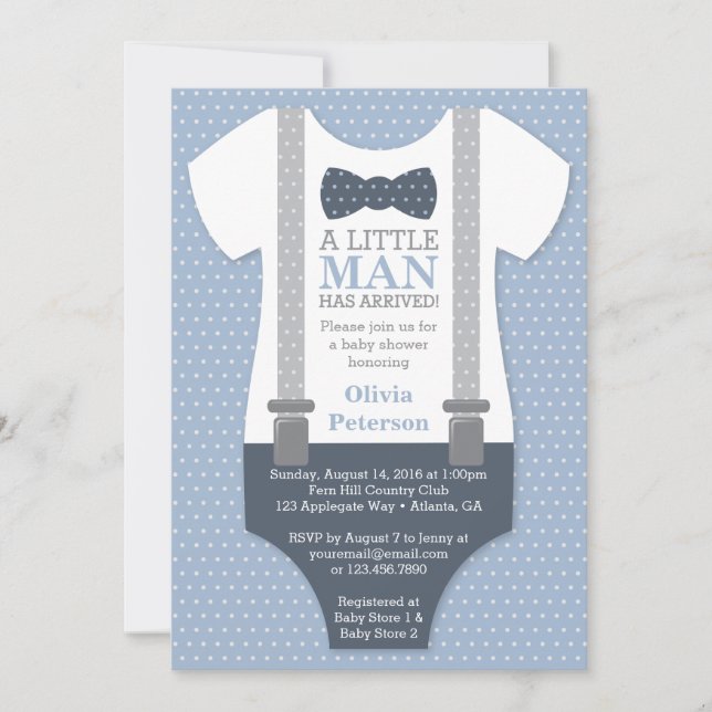 Little Man Baby Shower Invitation, Arrived Invitat Invitation (Front)