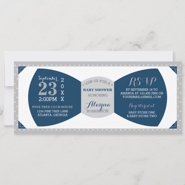 Little Man Baby Shower Invitation, Bow Tie Invitation (Front)