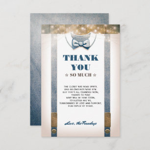 Little Man Baby Shower Rustic Country Thank You Invitation