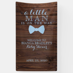 Little Man Baby Shower   Rustic Wood Bowtie Banner