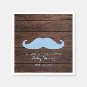 Little Man Baby Shower   Rustic Wood Moustache Napkin