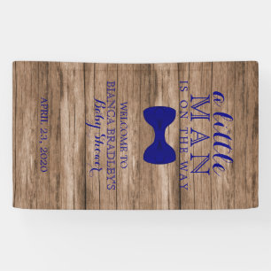 Little Man Baby Shower   Rustic Wood Navy Bow tie Banner