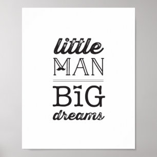 Little Man Big Dreams Classic Boy Baby Nursery Art Poster