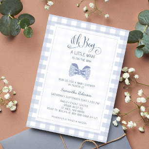 Little Man Blue bow tie baby shower  Invitation