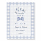 Little Man Blue bow tie baby shower Welcome Sign