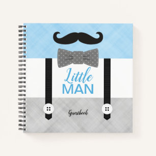 Little man blue  grey boy baby shower guest book