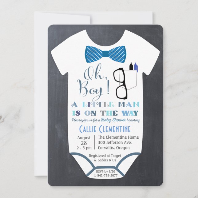 Little Man Bow Tie Baby Shower Invitation (Front)