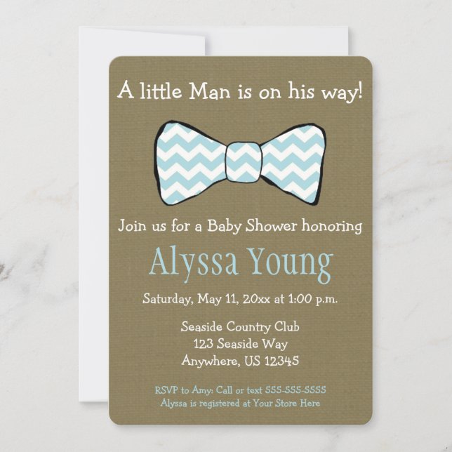 Little Man Bow Tie Baby Shower Invite (Front)