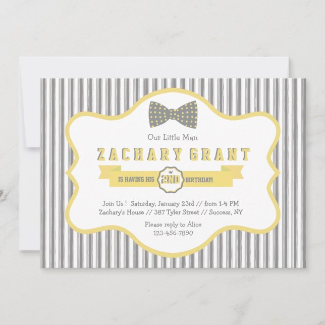 Little Man Bow Tie Invitation (Front)