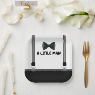 Little Man Bow Tie Themed Baby Shower Paper Plate