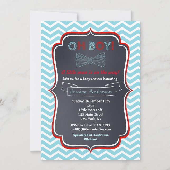 Little Man Bowtie Baby Shower Invitations (Front)