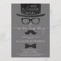 Little man boy baby shower grey white modern