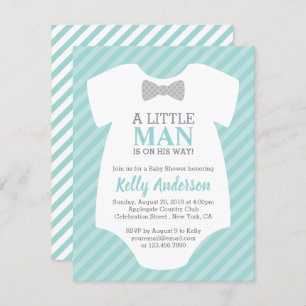 Little Man Boy Baby Shower Invitation - Blue