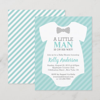 Little Man Boy Baby Shower Invitation - Blue